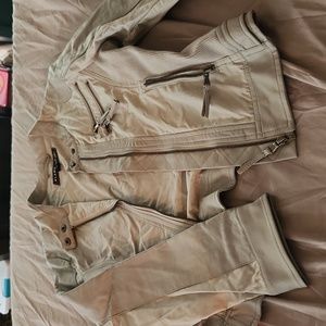 Blanc Noir Faux Leather & Cotton Jacket